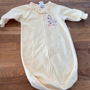 Vintage Cream Baby Sleep Sack with Giraffe Embroidery